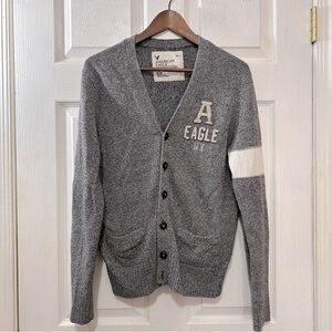 American Eagle Outfitters Cardigan Sweater Men's Gray Cream Size Medium Y2K